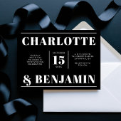 Moderne fette, weiße und schwarze, horizontale Hoc Einladung