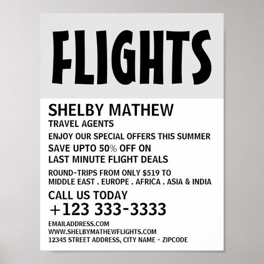 Moderne, fette Werbung für Flugzeuge Poster (Vorne)