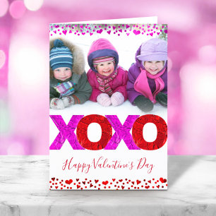 Moderne, fette XOXO Valentinstag-Herzen-Foto  Feiertagskarte