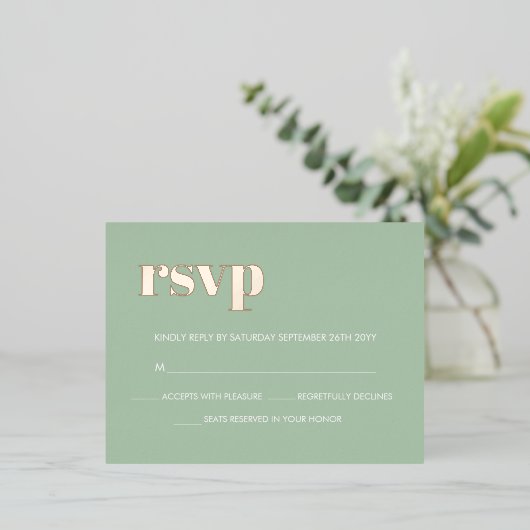 Moderne Fettformatierung Grüne Rose Gold UAWG Folie Einladungspostkarte (Stehend vorne)