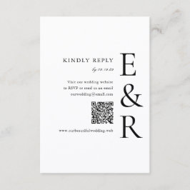 Moderne, fettgedruckte Monogramm-Minimalist- QR-Co RSVP Karte