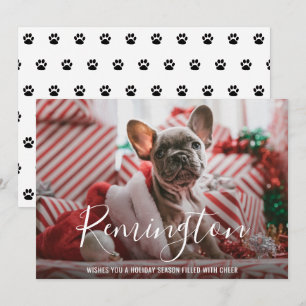 Moderne, fettgedruckte Namen Hund Foto Elegantes W Feiertagskarte