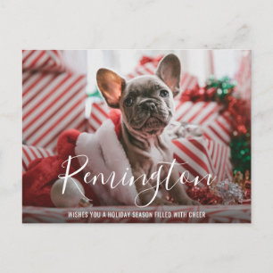 Moderne, fettgedruckte Namen Hund Foto Elegantes W Feiertagspostkarte