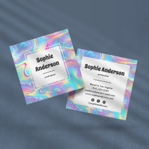 Moderne, fettgedruckte Regenbogen-Holografie Quadratische Visitenkarte