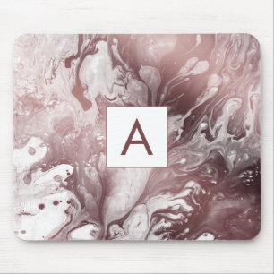 Moderne, fettgedruckte Rose Gold- und Weißmarmor-M Mousepad