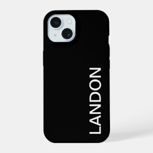 Moderne, fettgedruckte Schwarz-Weiß-Schrift iPhone 15 Hülle