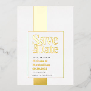 Moderne, fettgedruckte, schwarz-weiße Save-Date-Fo Folieneinladung
