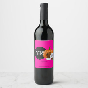 Moderne, feuchte, rosa Pumpkin Gewürz Coquito Flas Weinetikett