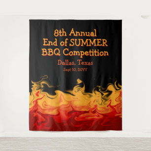 Moderne Feuerflammen BBQ Kochwettbewerb Wandteppich