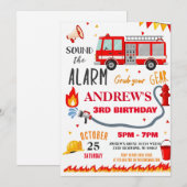 Moderne Feuerwehrmann-Party Geburtstag für Jungen Einladung (Vorne/Hinten)