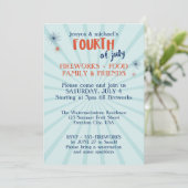 Moderne Feuerwerk-Party Einladung 4. Juli (Stehend Vorderseite)