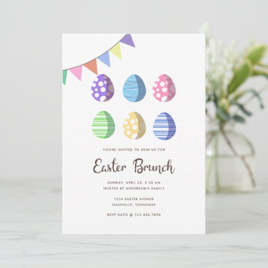 Moderne Fiesta Ostereier Einladung (Stehend Vorderseite)