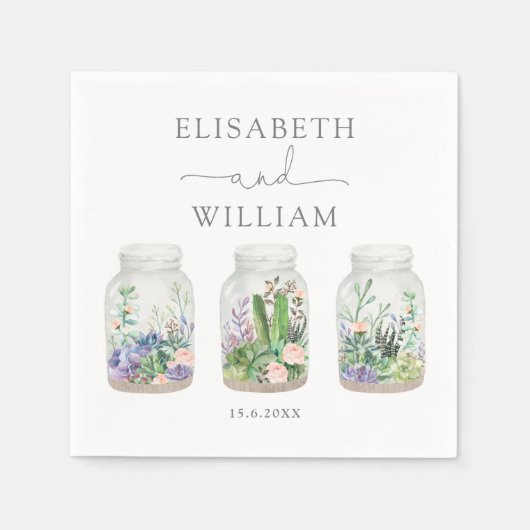 Moderne Fiesta Succulent Terrarium Gastgeschenke H Serviette (Vorderseite)