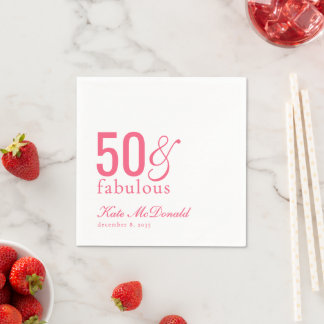Moderne Fifty and Fabulous Bold 50. Geburtstagsfei Serviette