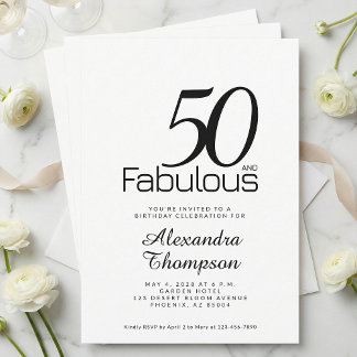 Moderne Fifty and Fabulous Fette 50. Geburtstagsfe Einladung