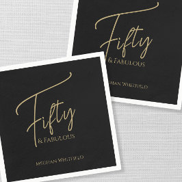 Moderne Fifty and Fabulous Schriftzug 50. Geburtst Serviette