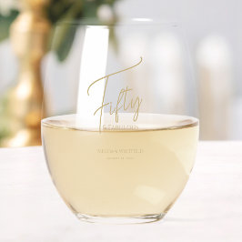 Moderne Fifty and Fabulous Schriftzug zum 50. Gebu Weinglas Ohne Stiel