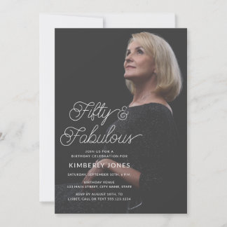 Moderne Fifty & Fabulous Foto 50. Geburtstagsfeier Einladung