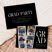 Moderne Filmstrip Black 6 Foto Graduation Party Einladung