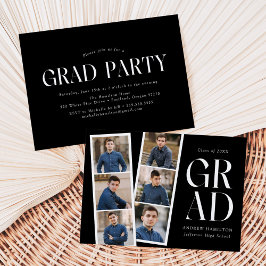 Moderne Filmstrip Black 6 Foto Graduation Party Einladung