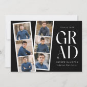 Moderne Filmstrip Black 6 Foto Graduation Party Einladung (Vorderseite)