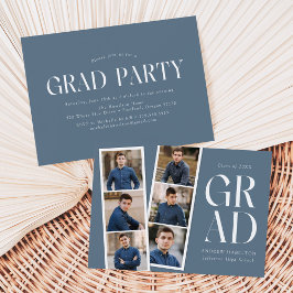 Moderne Filmstrip Blue 6 Foto Graduation Party Einladung