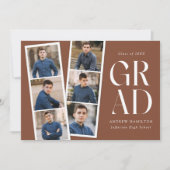 Moderne Filmstrip Brown 6 Foto Graduation Party Einladung (Vorderseite)