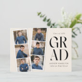 Moderne Filmstrip Creme 6 Foto Graduation Party Einladung (Stehend Vorderseite)