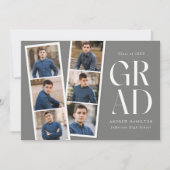 Moderne Filmstrip Gray 6 Foto Graduation Party Einladung (Vorderseite)