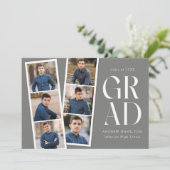 Moderne Filmstrip Gray 6 Foto Graduation Party Einladung (Stehend Vorderseite)
