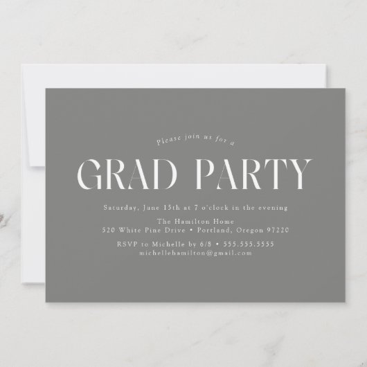 Moderne Filmstrip Gray 6 Foto Graduation Party Einladung (Rückseite)