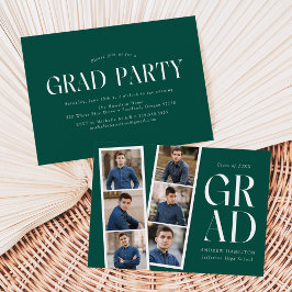 Moderne Filmstrip Green 6 Foto Graduation Party Einladung