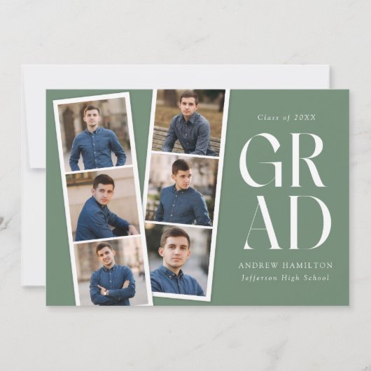 Moderne Filmstrip Sage 6 Foto Graduation Party Einladung (Vorderseite)