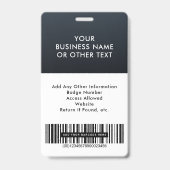 Moderne Firmenlogo-Barcode-Foto-ID Ausweis (Rückseite)