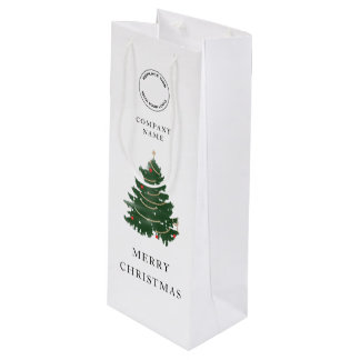 Moderne Firmenlogo Frohe Weihnachtsbaum Geschenktüte Für Weinflaschen