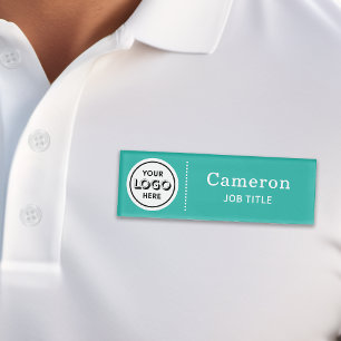 Moderne Firmenlogo Türkis Mitarbeiter Namenschild