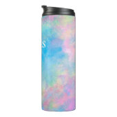 Moderne Firmenlogos Turquioise Rosa Gelb Thermosbecher (Nach rechts gedreht)