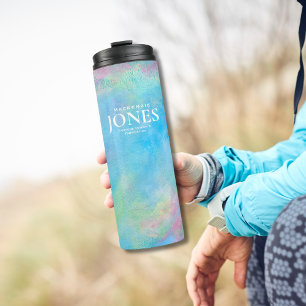 Moderne Firmenlogos Turquioise Rosa Gelb Thermosbecher