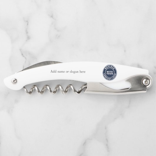 Moderne Firmenlogos Website Mitarbeiter Swag Kellnermesser (Rückseite)