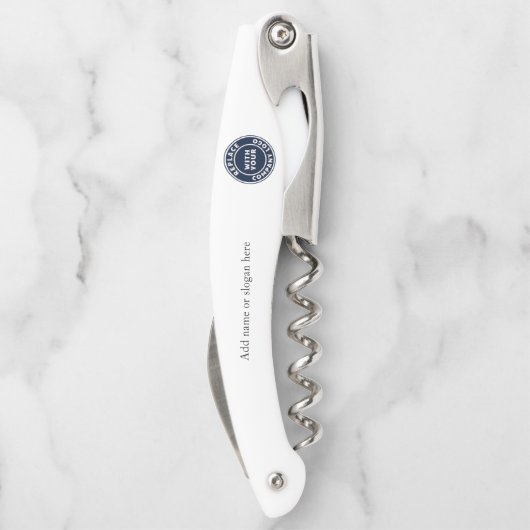 Moderne Firmenlogos Website Mitarbeiter Swag Kellnermesser (Rückseite)