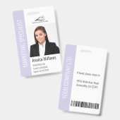 Moderne Firmenmitarbeiter-Foto-Logo-Name Lavendel Ausweis (Vorder- & Rückseite)