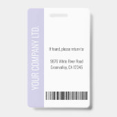 Moderne Firmenmitarbeiter-Foto-Logo-Name Lavendel Ausweis (Rückseite)
