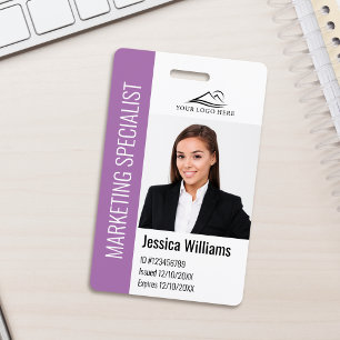 Moderne Firmenmitarbeiter-Foto-Logo-Name Lila ID Ausweis