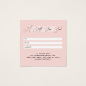Moderne Firmenschrift Blush-Geschenkkarte (Rückseite)