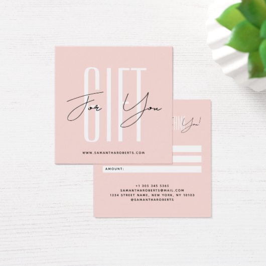 Moderne Firmenschrift Blush-Geschenkkarte (Schreibtisch)