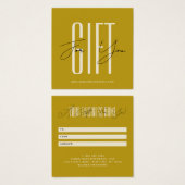 Moderne Firmenschrift goldene Geschenkkarte (Vorne & Hinten)