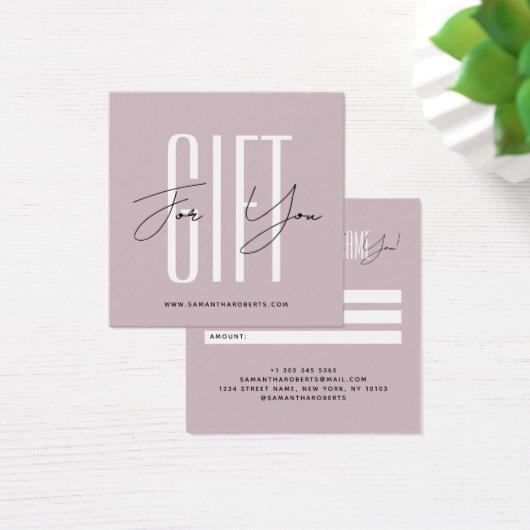Moderne Firmenschrift Rose Geschenkkarte (Schreibtisch)