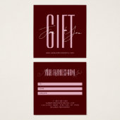 Moderne Firmenschriftart roter Geschenkgutschein (Vorne & Hinten)