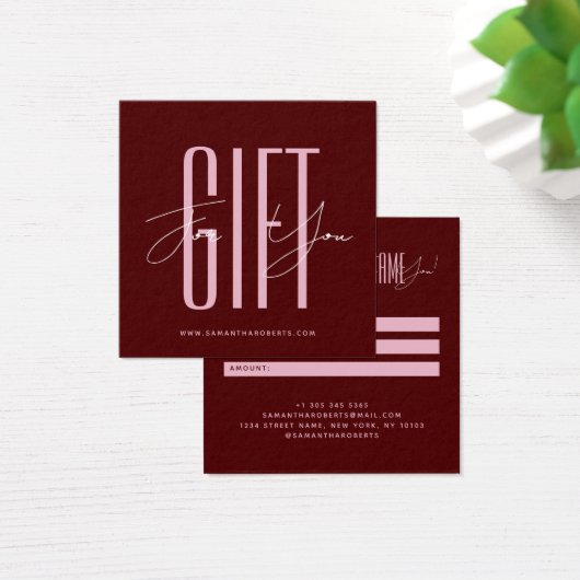 Moderne Firmenschriftart roter Geschenkgutschein (Schreibtisch)