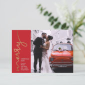 Moderne First Christmas Wedding Imitate Gold Karte (Stehend Vorderseite)